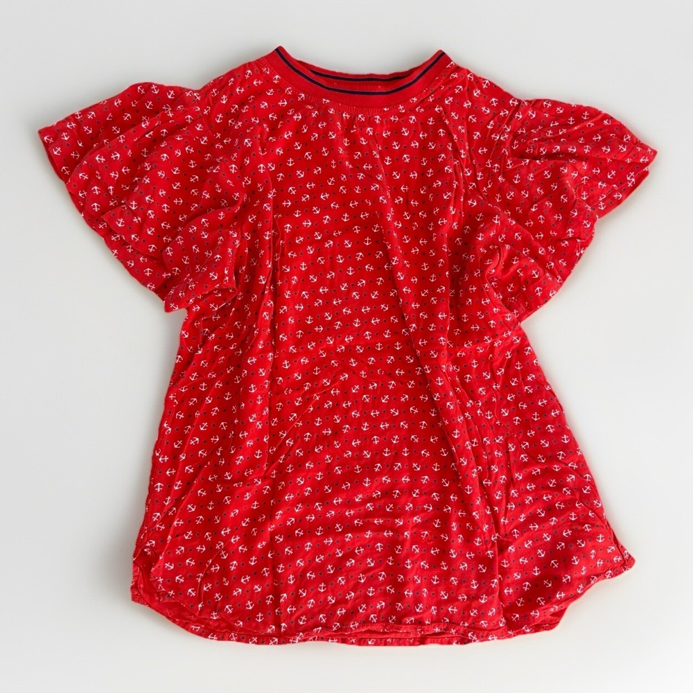 Vintage‎ United Colors of Benetton Anchor print flutter sleeve top Women's S Red